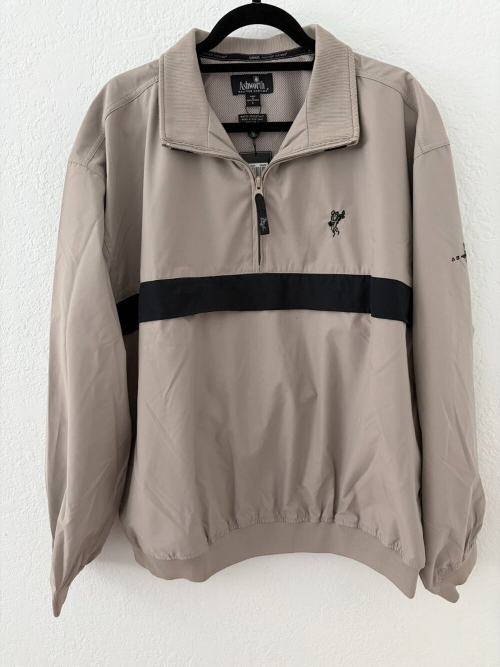 Ashworth Weather Systems Tan Golf Packable Windbreaker Quarter-Zip